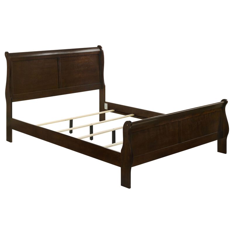 Nim 4pc Full Size Bedroom Set, Dresser, Dark Brown Sleigh Headboard - Benzara
