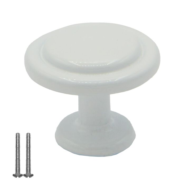 FIGO HOME Single Hole Drawer Knobs - 10 Pack White Cabinet Knobs - Round Dresser Knobs Dresser Handles Closet Door Knobs - Kitch