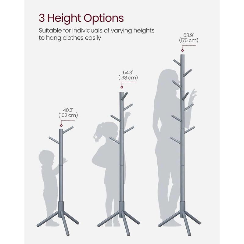 Hivvago Sturdy Solid Wood Coat Rack in White Finish with 8 Hooks image number 3