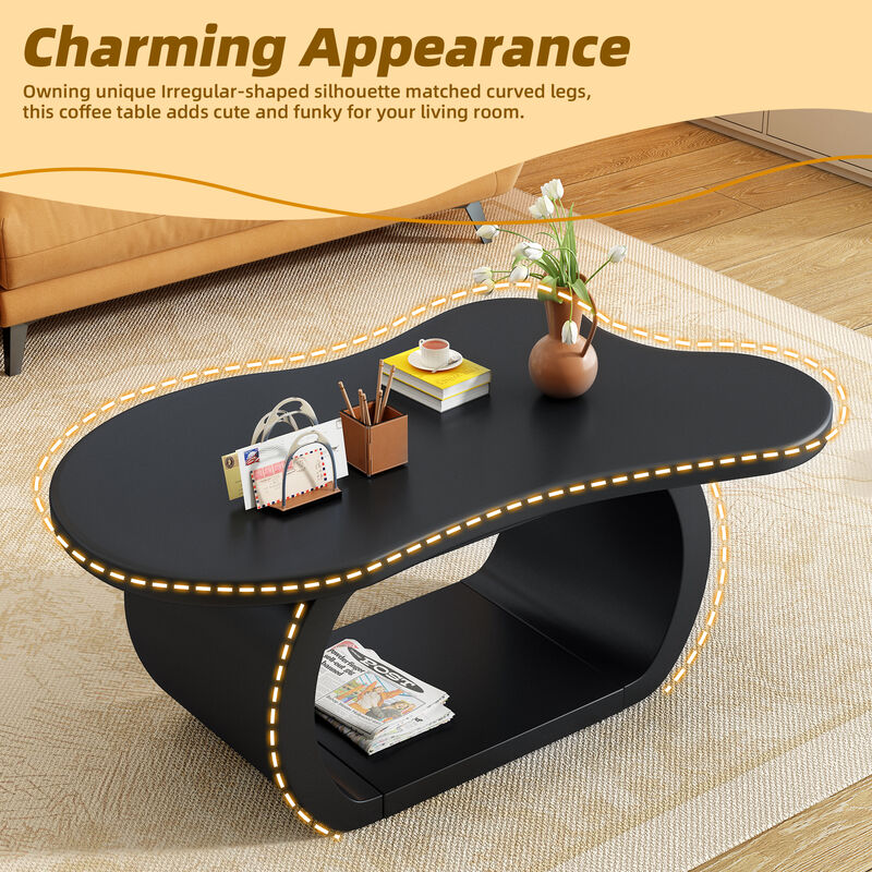 Merax Modern Cloud Coffee Table with 1.5" Thick Tabletop