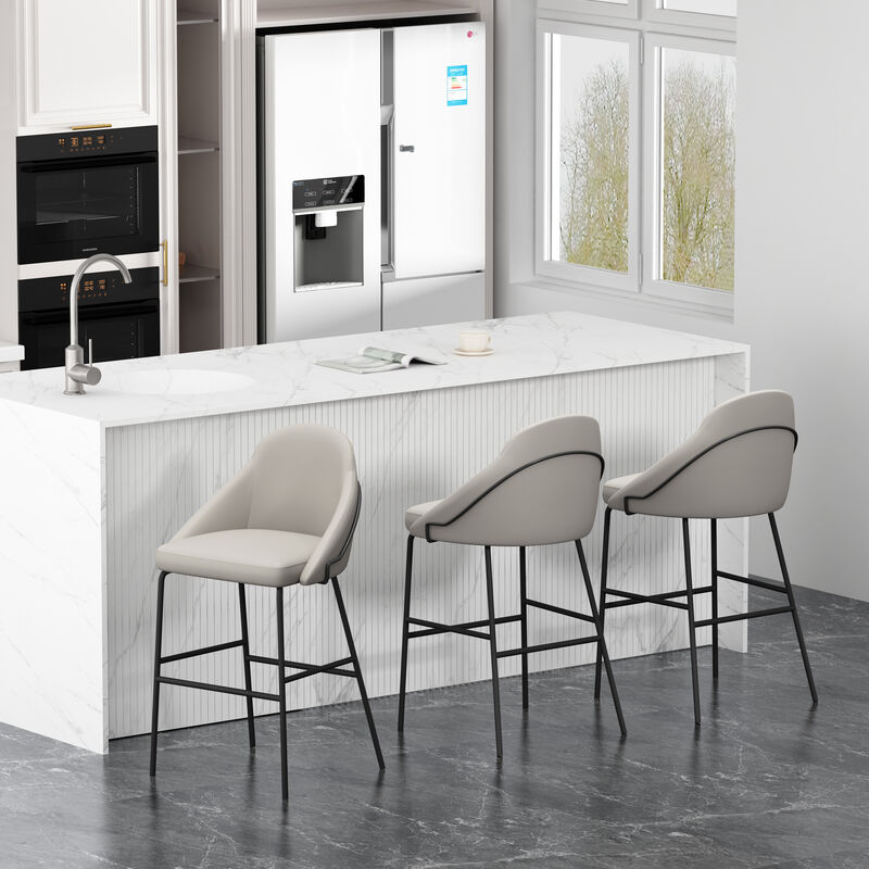 Gracie Barstools in Gray and Black (Set of 3)