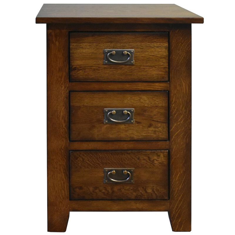 Crafters and Weavers Mission Quarter Sawn Oak 3 Drawer Nightstand - Michael's Cherry