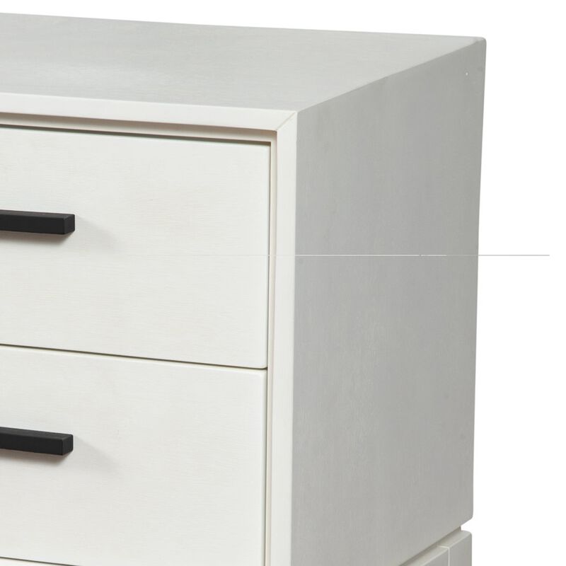 Nightstand with 2 Drawers and Wooden Frame, Off White-Benzara