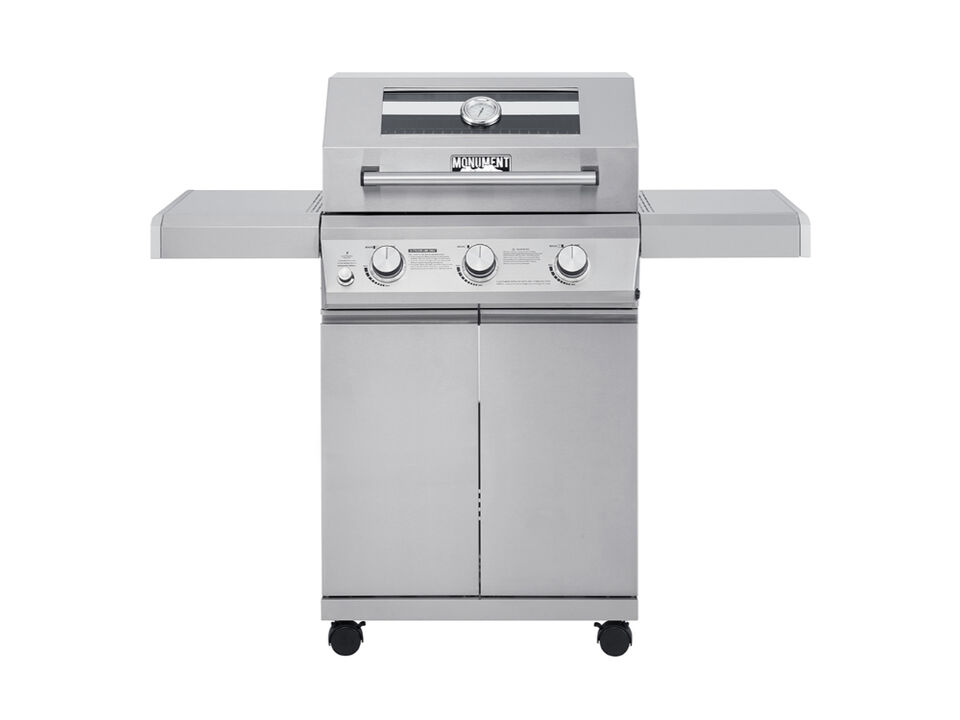 Monument Grills Mesa Series | 3 Burner Stainless Steel Propane Gas Grill With Clearview Lid