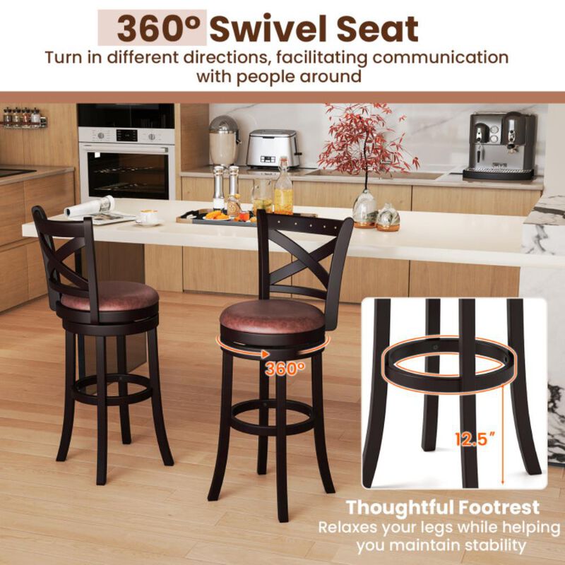 Hivvago Swivel Bar Stools Set of 2 Bar Chairs with Padded Seat