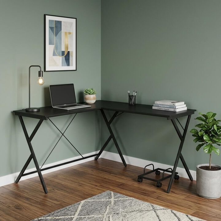 HomeRoots 62" Black L Shape Computer Desk