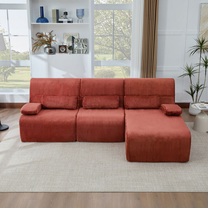 Merax Corduroy Oversized Deep-Seat Sectional Sofa