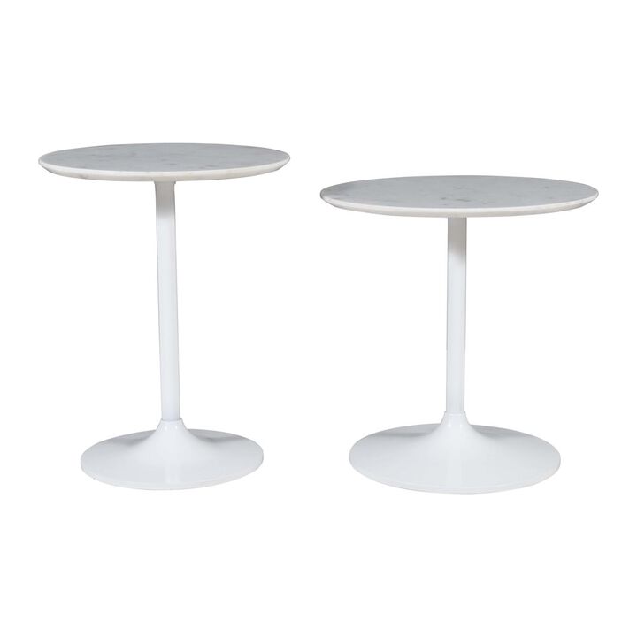 Jofran Camille Solid Marble and Iron Modern Luxury Accent Tables (Set of 2)