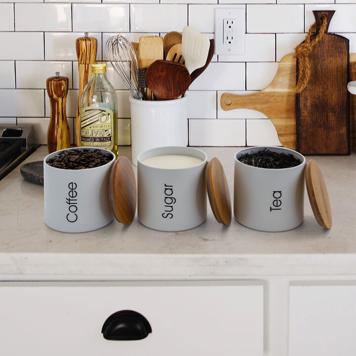 MegaChef Kitchen Food Storage and Organization 4 Piece Canister Set in White