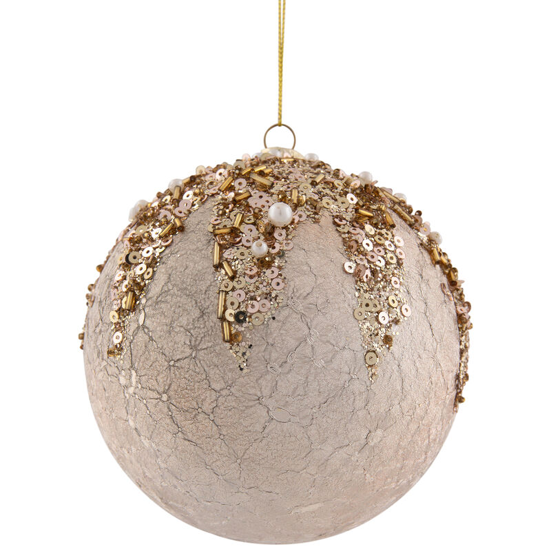 4" Gold Mercury with Beads Shatterproof Christmas Ball Ornament image number 5