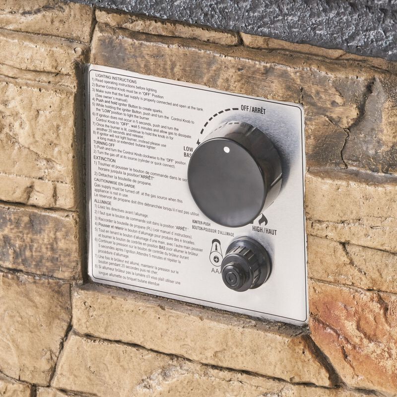 Mondawe 19.50 in. Outdoor Patio Stone Fire Column Fire Pit - 40 000 BTU for Outdoor Gatherings