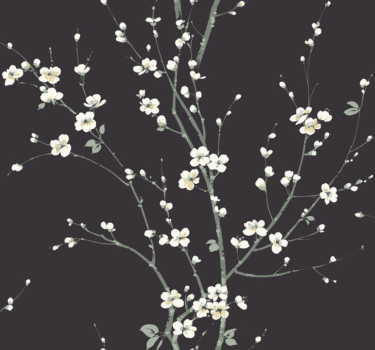 Monterey Black Floral Branch Wallpaper (Set of 2)