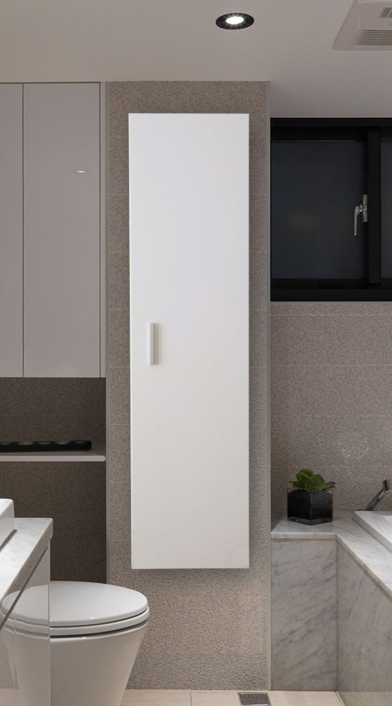 Modern Long Bathroom Wall Mounted Cabinet, White