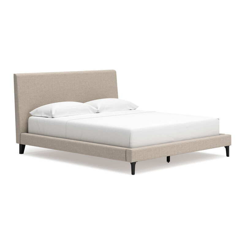 Ciel Low Profile California King Bed, Upholstered Headboard, Gray - Benzara image number 0