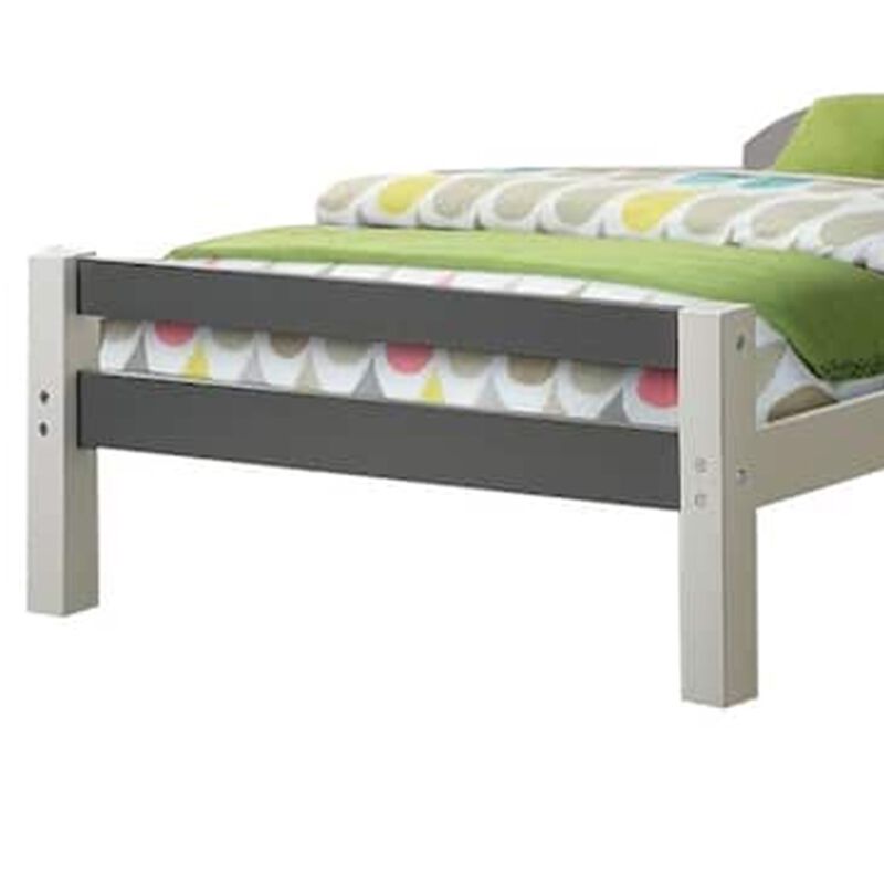 Robin Twin Size Bed, Transitional Style White and Gray Wood Frame - Benzara