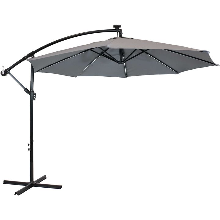 Sunnydaze 9' Cantilever Offset Umbrella with Solar Lights