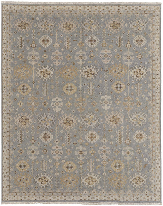HomeRoots Wool Oriental Hand Knotted Area Rug With Fringe