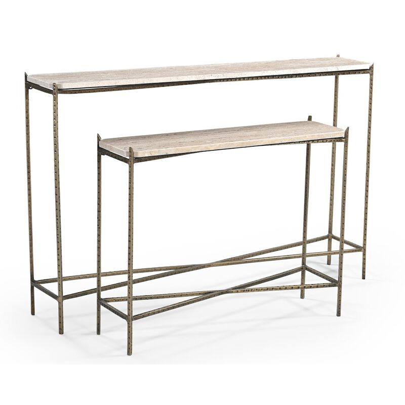 Alex Hamilton Asher 32 Console Table with Travertine Top