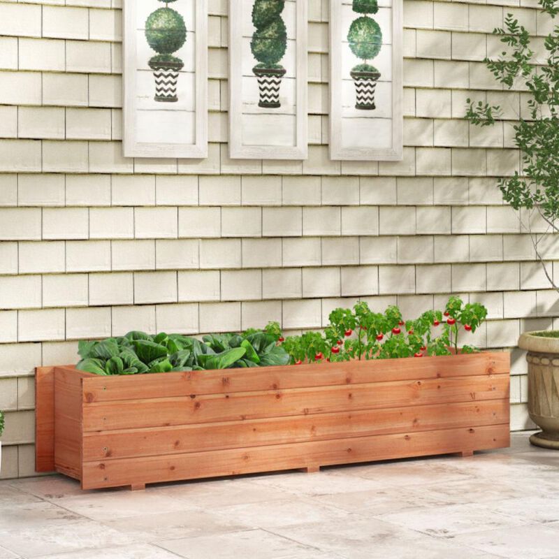 Hivvago Fir Wood Planter Box with 2 Drainage Holes and 3 Added Bottom Crossbars