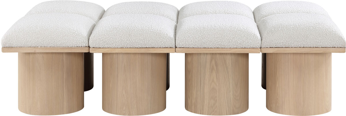 Meridian Furniture Pavilion Cream Boucle Fabric Bench