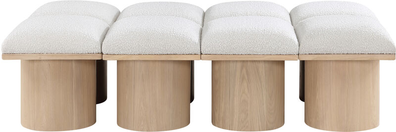 Meridian Furniture Pavilion Cream Boucle Fabric Bench