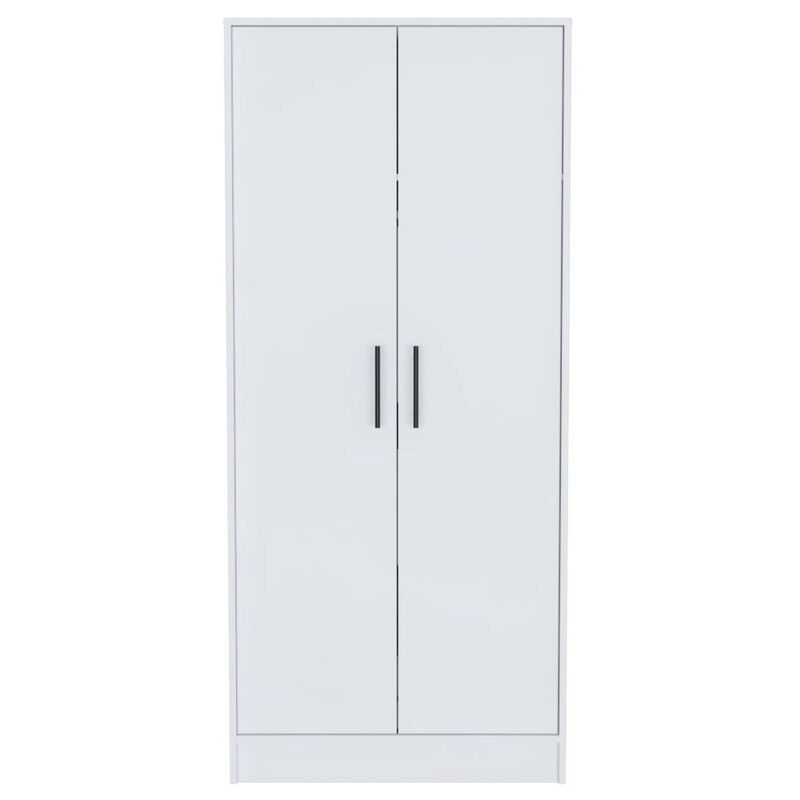 Ambery 180 Armoire, Two Shelves, Double Door, Metal Rod, One Drawer -White
