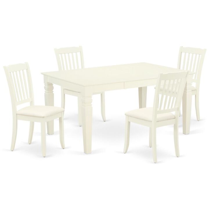 East West Furniture Dining Room Set Linen White