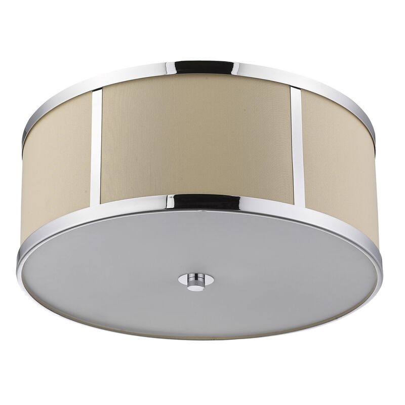 Hivvago Butler 3-Light Polished Chrome Pendant With Coarse Cream Linen Shade And Opal Acrylic Diffuser