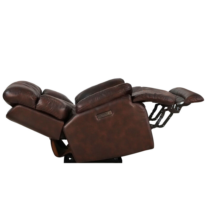Wiley Leather Gel Chocolate Brown 38.5 Width Zero Gravity Power Recliner with Power Headrest (Sofa)