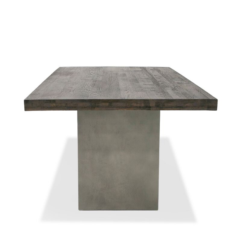 Cid Ari 94 Inch Dining Table, Heritage Oak Rectangular Top, Dark Gray