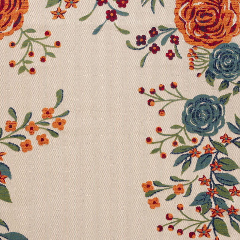 HomeRoots 8' X 11' Ivory Blue And Orange Floral Indoor Outdoor Area Rug image number 3