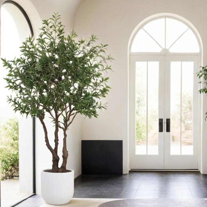 7.5' Faux Potted Olive Tree image number 1