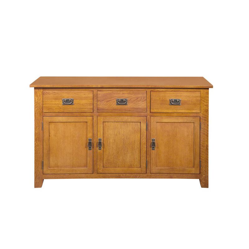 Crafters and Weavers Mission Solid Oak 3 Drawer 3 Door Sideboard