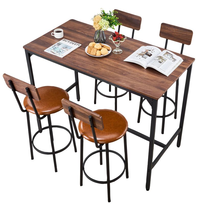 5-Piece Bar Table and Chair Set 47" for Living Room Use image number 4