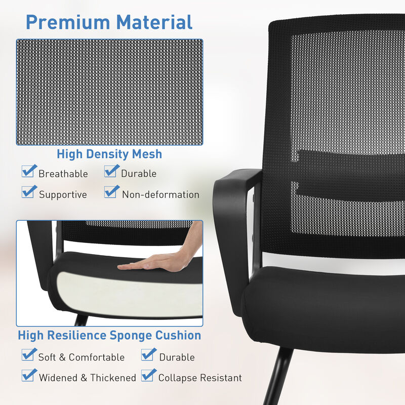 Costway Set of 4 Conference Chairs Mesh Reception Office Guest Chairs w/ Lumbar Support