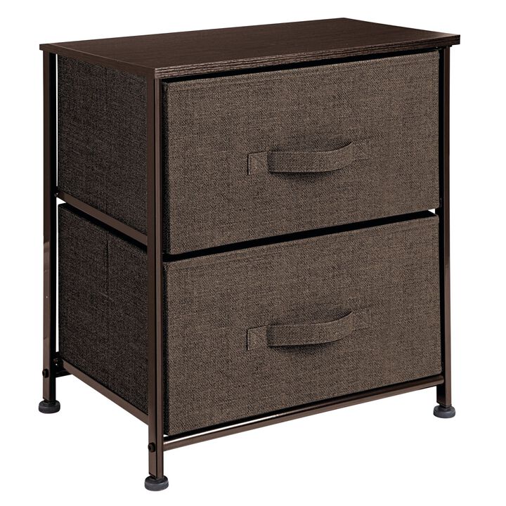 mDesign Small End/Side Nightstand Table, 2 Removable Drawers