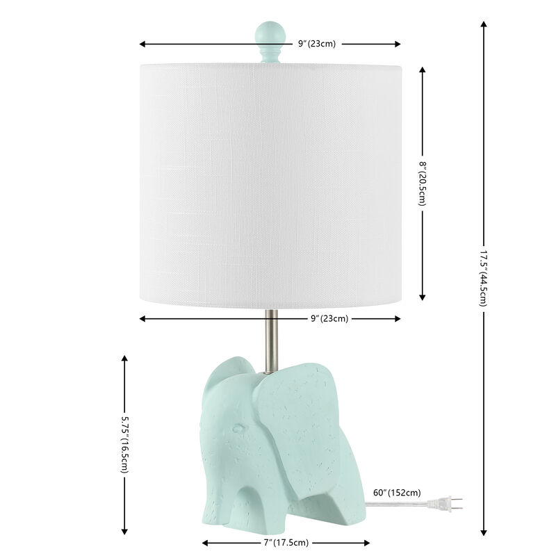 Koda 17.5" Eclectic Southwestern Resin/Iron Elephant LED Kids' Table Lamp, Turquoise
