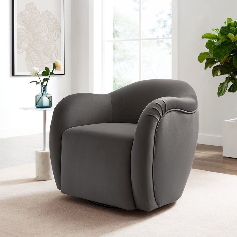 Compose Performance Velvet Swivel Armchair image number 7