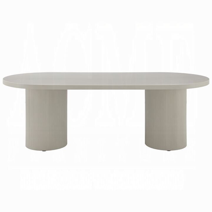 Liela Oval Dining Table, Double Pedestal Base, Bone White 87 Inch