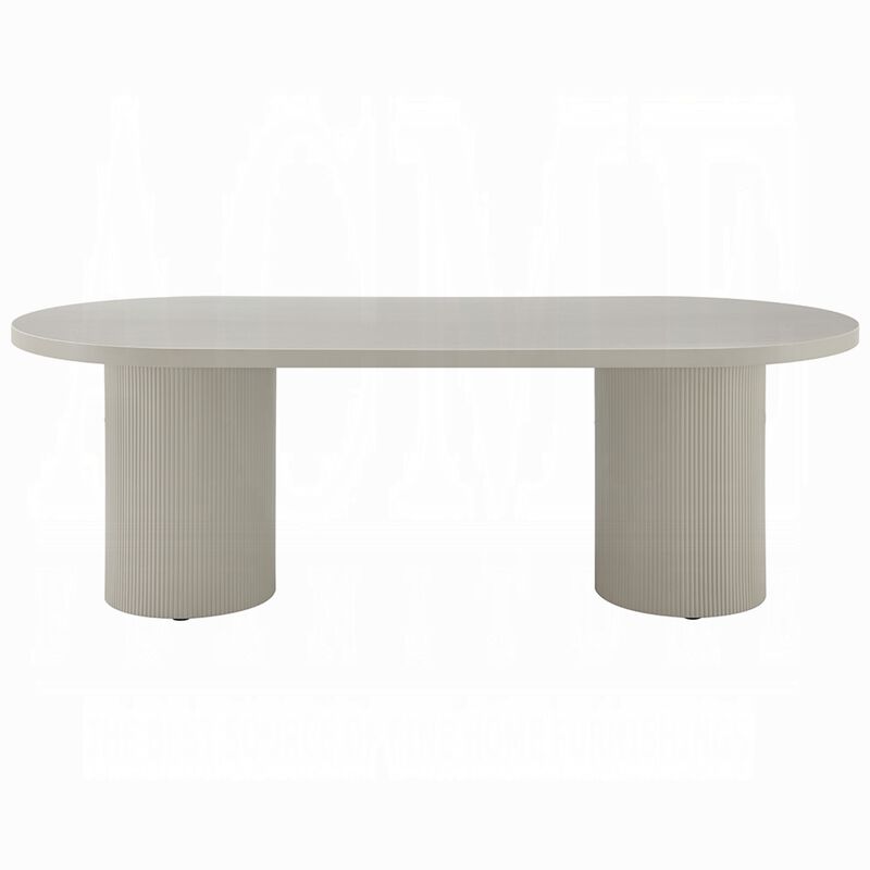 Liela Oval Dining Table, Double Pedestal Base, Bone White 87 Inch