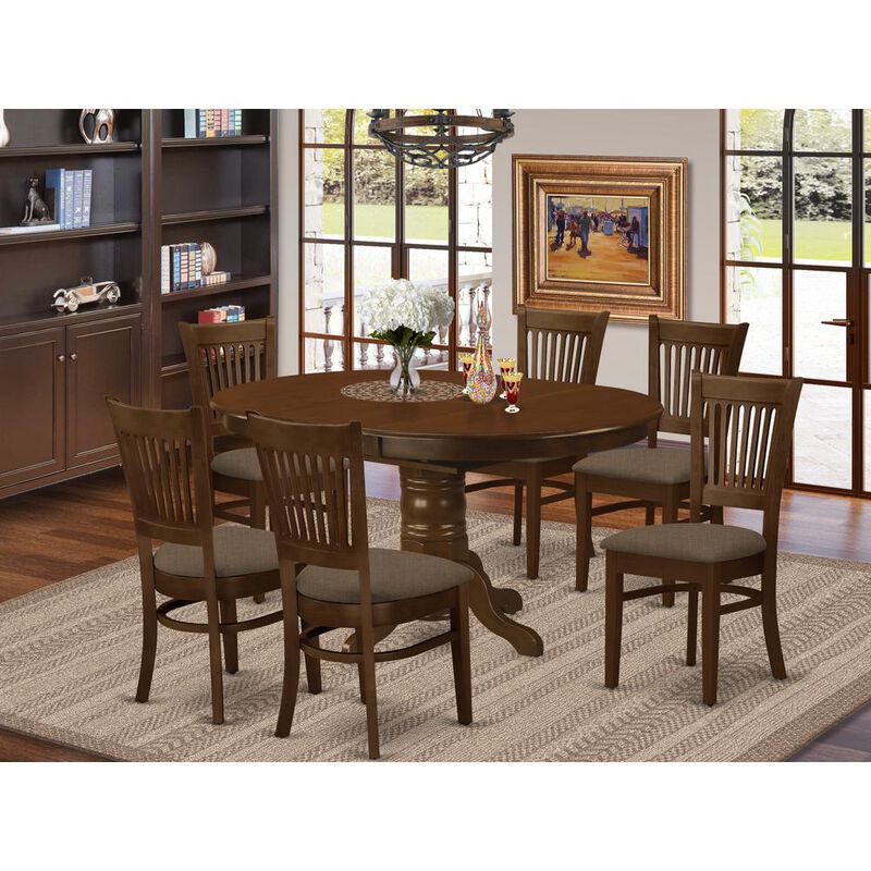 East West Furniture KEVA7-ESP-C 7 Pc set Kenley with a 18 Leaf and 6 Cushion Dinette Chairs