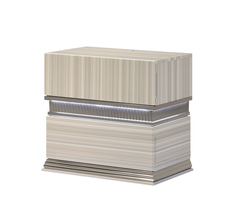 Leonor Modern Wood LED Nightstand with 2 Drawers, Fully Assembled Bedside Storage Table image number 6