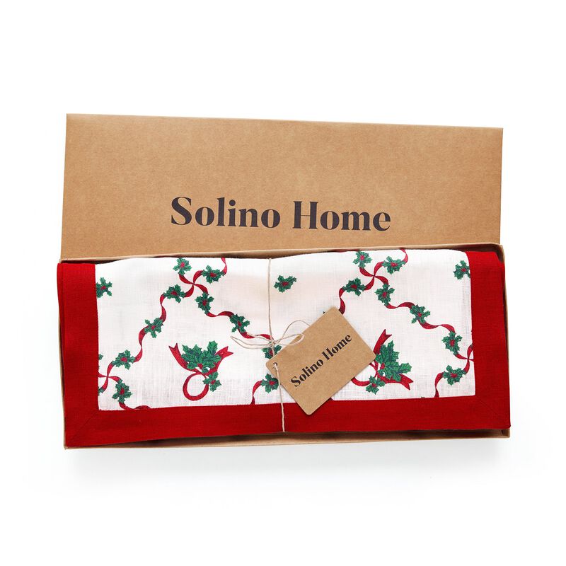 Linen Table Runner - Holly Ribbon image number 5
