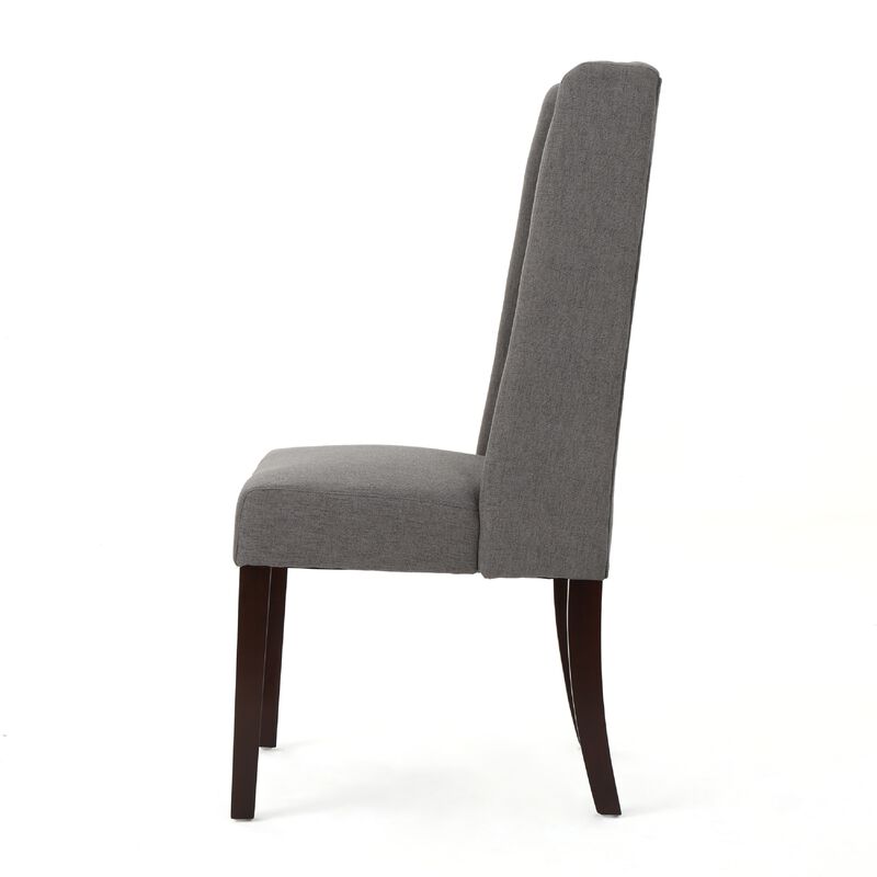 Nathan Dining Chair Set of 2, Dark Brown Wood, Tufted Wingback image number 4