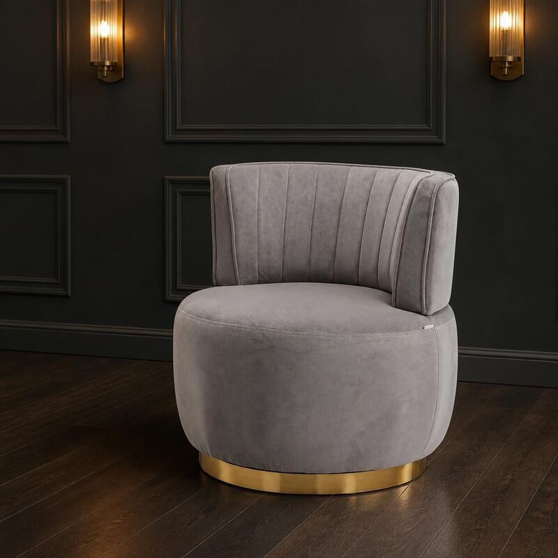 GOODSILO 360 Degree Swivel Barrel Accent Chair, Upholstered Round Armchair for Living Room, Bedroom, Office, Nursery, Lounge, Waiting Rooms image number 3