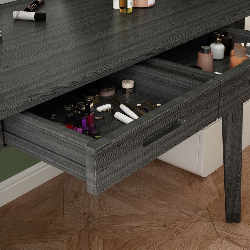 21.7 in. H Retangular Black walnut Wood 2 Drawer Computer &Gaming Desk