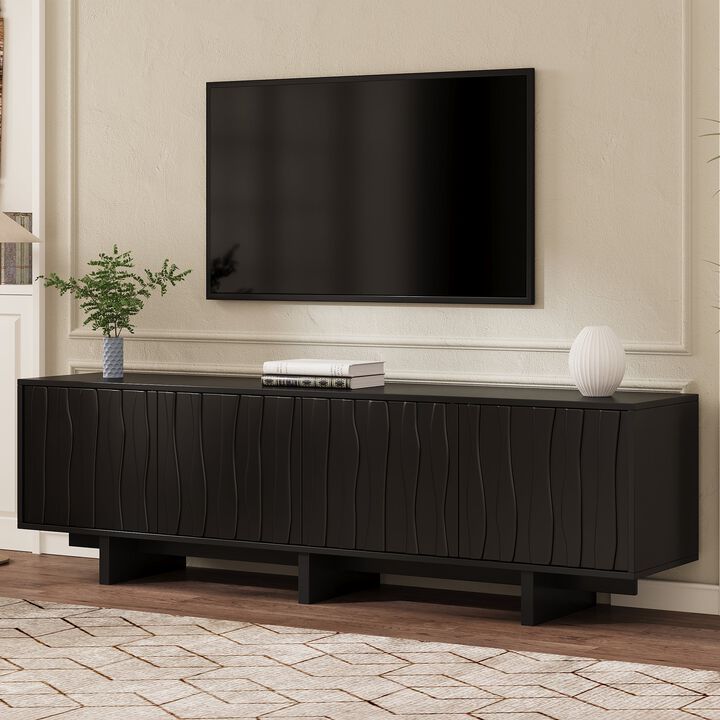 Clihome Retro Style Wood Grain TV Stand Media Console for Living Room