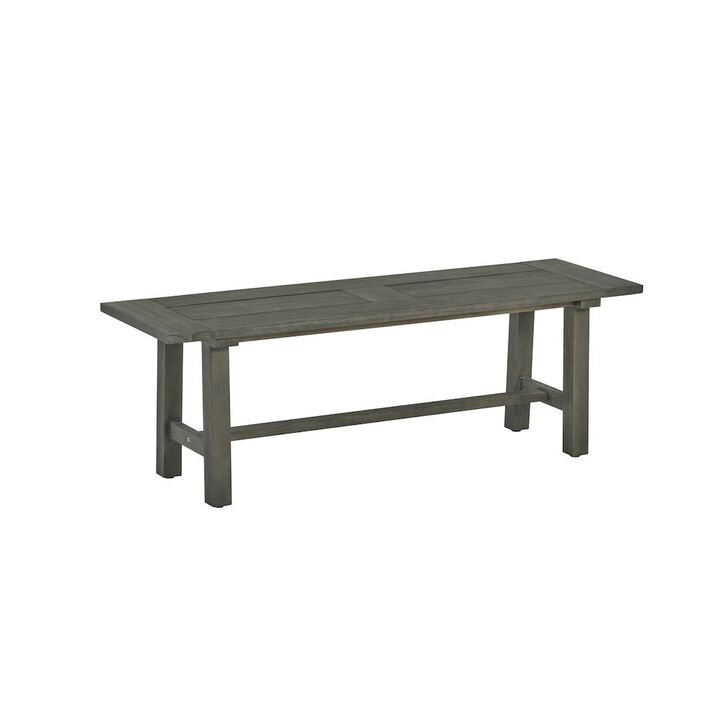 Best Quality Furniture Rustic Gray Outdoor Dining Set - Acacia Wooden Table with 2 Wood Benches