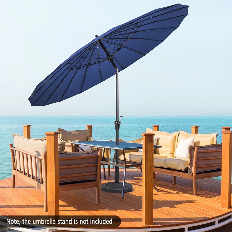 Mondawe 9 Feet Aluminum Market Round Patio Umbrella with 18 Fiberglass Ribs