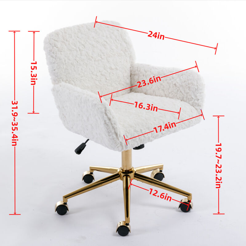 Hivvago Modern Contemporary Height Adjustable Office Swivel Chair with Gold Legs